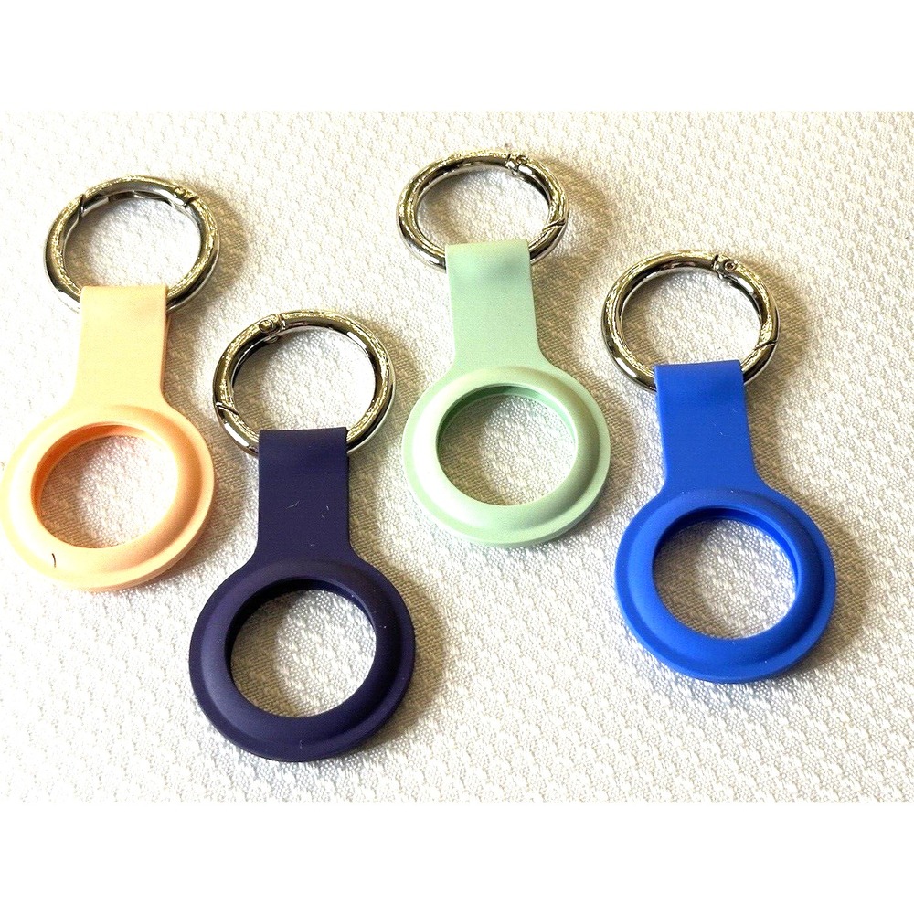 Set of 4 Airtag Case Keychain Silicone Protective Cover Orang,black,green & blue